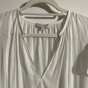 Rammy Brook White Pleated Blouse with Ruffle Sleeves